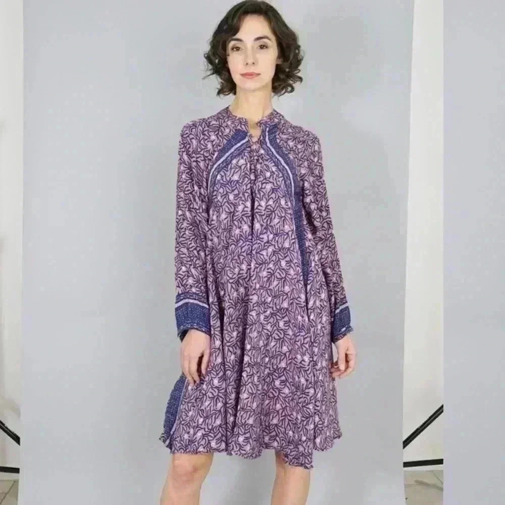 Natalie Martin Purple Printed Midi Dress